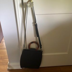 Black leather bag.